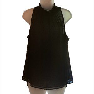Daniel Rainn Black Polka Dot Chiffon Polyester Sleeveless Top - Size M